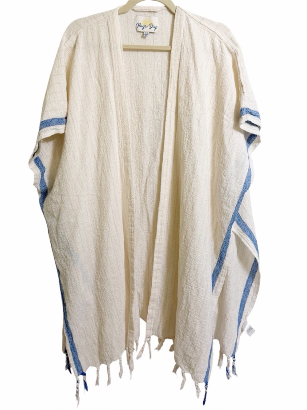 Rays for Days Cotton Kimono Cover Up | Boho Cream Beach Poncho | 100% Cotton